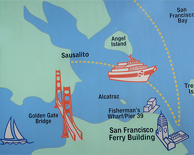 san francisco map ferry to sausalito
