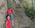 Kids climbing up the castle at Oppede le  Vieux