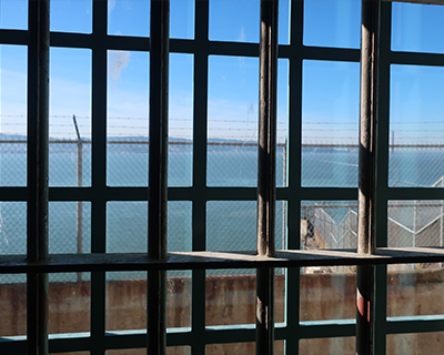 alcatraz view from behind bars