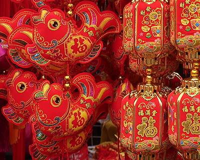 chinese newyear lucky fish and lanterns