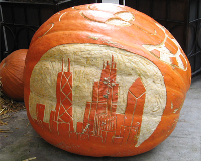 chicago skyline pumpkin carving