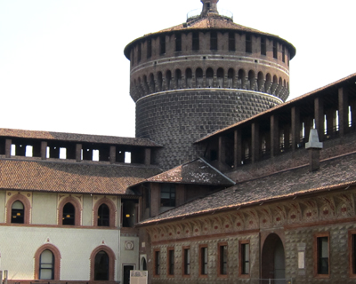 sforza castle round tower milan