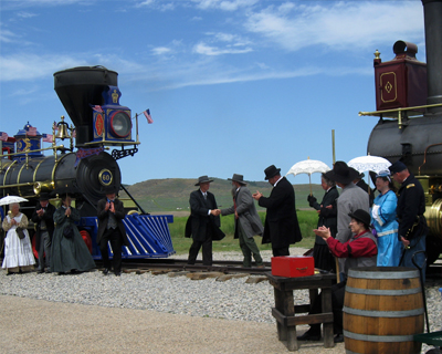 golden spike re-enactment spikes pounded in